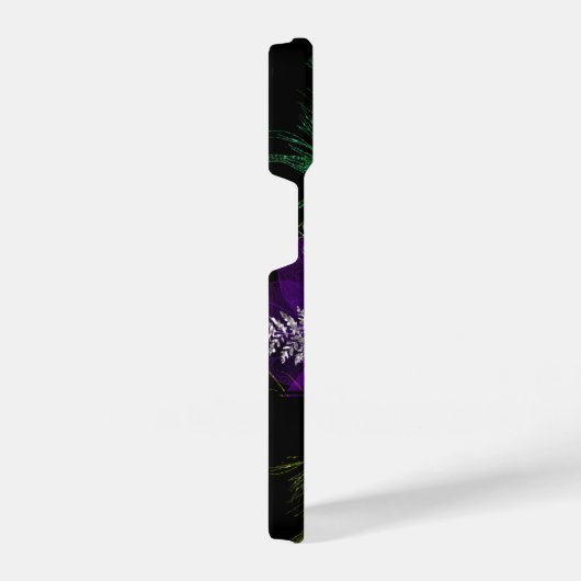 フローラエレガントモノグラムピーコックフェザーグリッター iPhoneケース (右側面)