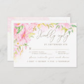 フローラエレガントモノグラム赤面ピンクミール選択 出欠カード (正面/裏面)