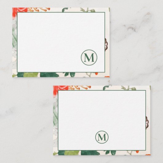 フローラエレガントモノグラム ノートカード (正面/裏面)