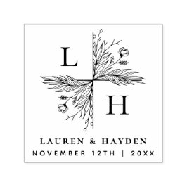 フローラエレガントモノグラム |日付の保結婚存 セルフインキングスタンプ