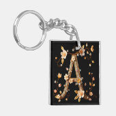 フローラエレガントモノグラムAと複雑なデザイン キーホルダー (正面左)