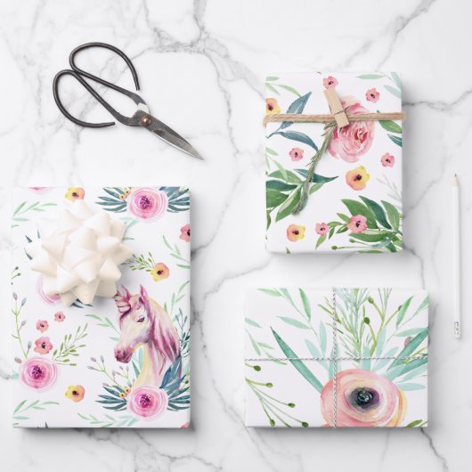 フローラエレガントユニコーン ラッピングペーパーシート (正面)