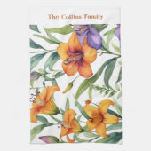 フローラエレガントユリ植物百合花 キッチンタオル (縦)