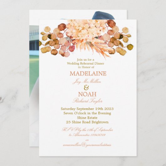 フローラエレガントユーカリ結婚ーシック 招待状 (正面/裏面)