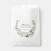 フローラエレガントユーカリ緑のベビーシャワー フェイバーバッグ (正面)