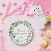 フローラエレガントユーカリ緑のベビーシャワー ペーパープレート (パーティー)