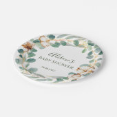 フローラエレガントユーカリ緑のベビーシャワー ペーパープレート (アングル)