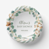 フローラエレガントユーカリ緑のベビーシャワー ペーパーボウル (正面)