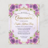 フローラエレガントライトパープル金ゴールドティアラキンセアニラ ポストカード (正面)