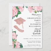 フローラエレガントライトピンクと白の卒業 招待状 (正面)