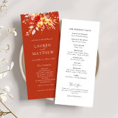 フローラエレガントラストオレンジ秋の結婚式プログラム 招待状