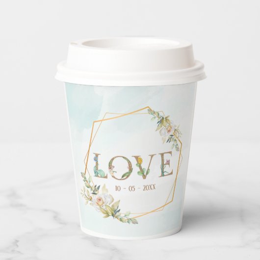 フローラエレガントラブグリーンリー金ゴールド 紙コップ (裏面)