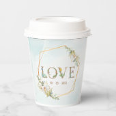 フローラエレガントラブグリーンリー金ゴールド 紙コップ (正面)