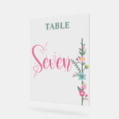 フローラエレガントラブ結婚のテーブル番号7 アクリルサイン (傾斜)