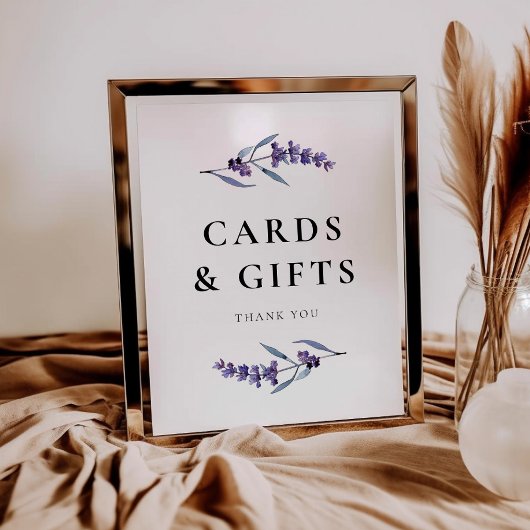 フローラエレガントラベンダーカードとギフトのサイン ポスター