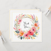 フローラエレガントリースかわいらし水の色ありがとう カード (正面/裏面インサイチュ)
