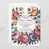 フローラエレガントリースカップルのシャワー 招待状 (正面/裏面)