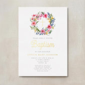 フローラエレガントリースガールバプティスマ金ゴールド 箔招待状