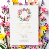 フローラエレガントリースガールバプティスマ金ゴールド 箔招待状