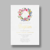 フローラエレガントリースガールバプティスマ金ゴールド 箔招待状