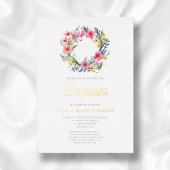 フローラエレガントリースガールバプティスマ金ゴールド 箔招待状