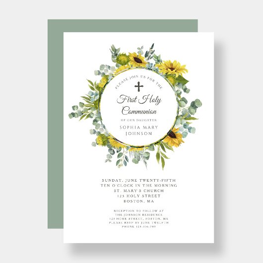 フローラエレガントリースガールファースト聖餐式 招待状