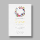 フローラエレガントリースクロスガールバプティスマ金ゴールド 箔招待状