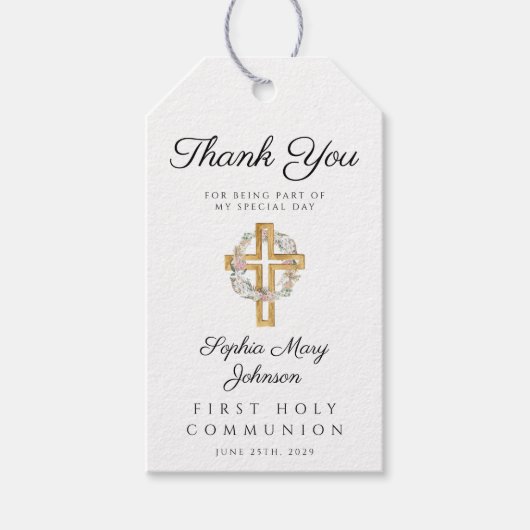 フローラエレガントリースクロスガールファースト聖餐式 ギフトタグ (正面)