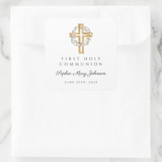 フローラエレガントリースクロスガールファースト聖餐式 スクエアシール (バッグ)