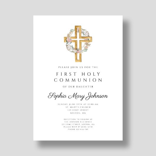 フローラエレガントリースクロスガールファースト聖餐式 招待状