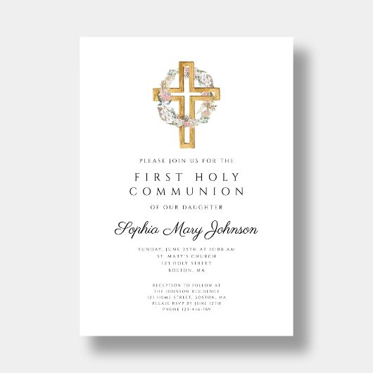 フローラエレガントリースクロスガールファースト聖餐式 招待状