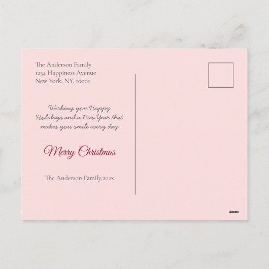 フローラエレガントリースホワイトクリスマスフォト シーズンポストカード (裏面)