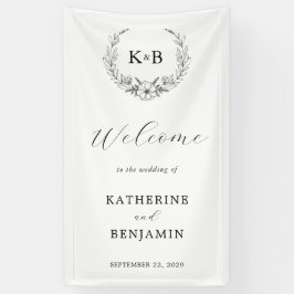 フローラエレガントリースモノグラム結婚の歓迎 横断幕