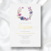フローラエレガントリース宗教十字女の子バプテスマ 箔招待状