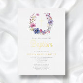 フローラエレガントリース宗教十字女の子バプテスマ 箔招待状