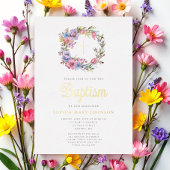 フローラエレガントリース宗教女子バプテスマ金ゴールド 箔招待状