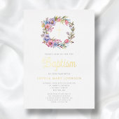 フローラエレガントリース宗教女子バプテスマ金ゴールド 箔招待状