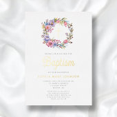 フローラエレガントリース宗教女子バプテスマ金ゴールド 箔招待状