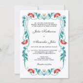 フローラエレガントリーフと渦巻き招待状 招待状 (正面)