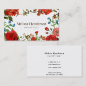 フローラエレガントレッドホワイトプロフェッショナル 名刺 (正面/裏面)