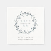 フローラエレガントローレルリースモノグラムベビーシャワー スタンダードカクテルナプキン (正面)