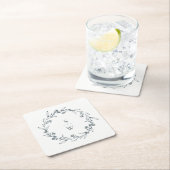 フローラエレガントローレルリースモノグラム結婚ズ スクエアペーパーコースター (インサイチュ)