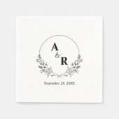 フローラエレガントローレル結婚リースモノグラムの スタンダードカクテルナプキン (正面)