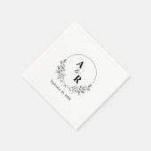 フローラエレガントローレル結婚リースモノグラムの スタンダードカクテルナプキン (角)