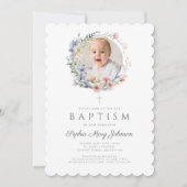 フローラエレガントワイルドフラワーガール洗礼写真 招待状 (正面)