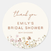 フローラエレガントワイルドフラワーサンキューブライダルシャワー ラウンドシール (正面)