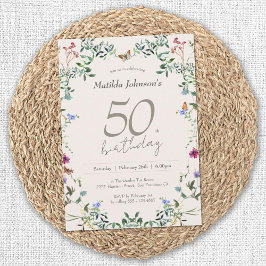 フローラエレガントワイルドフラワーズ50th誕生日パーティー 招待状
