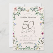 フローラエレガントワイルドフラワーズ50th誕生日パーティー 招待状 (正面)