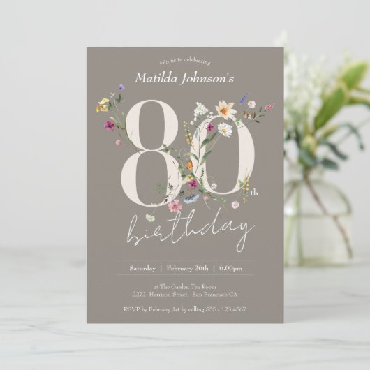 フローラエレガントワイルドフラワーズ80thバースデーパーティー 招待状 (スタンド正面)