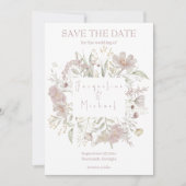 フローラエレガントワイルドフラワーフォトセーブ日付 招待状 (正面)